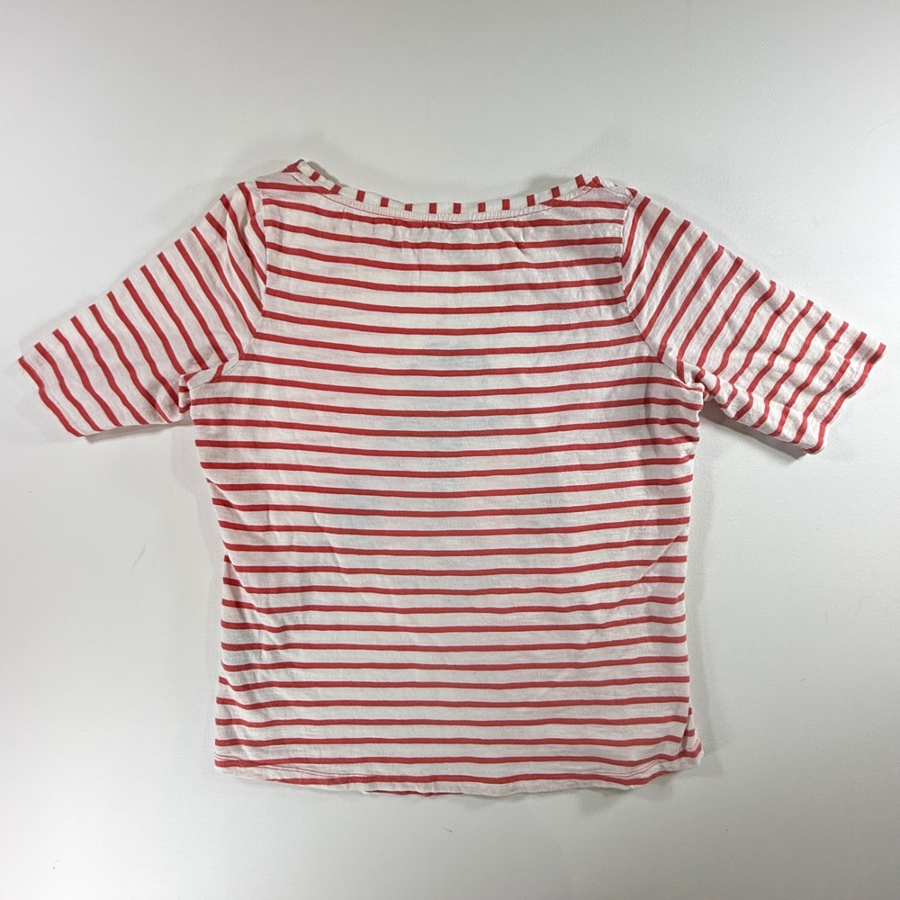 Boden Floral Nautical Anchor Stripe Shirt Womens 12 Red White Coastal Preppy - Picture 7 of 12